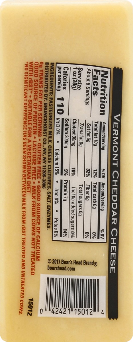 slide 5 of 9, Boar's Head White Vermont Cheddar Cheese, 8 oz
