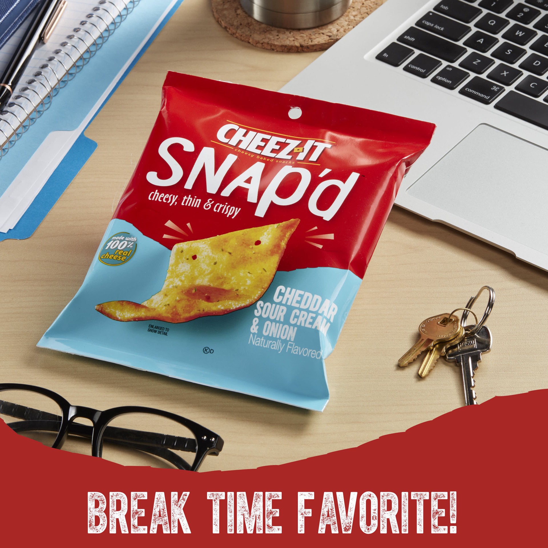 slide 3 of 5, Cheez-It Snap'd Cheese Cracker Chips, Cheddar Sour Cream Onion, 2.2 oz, 2.2 oz