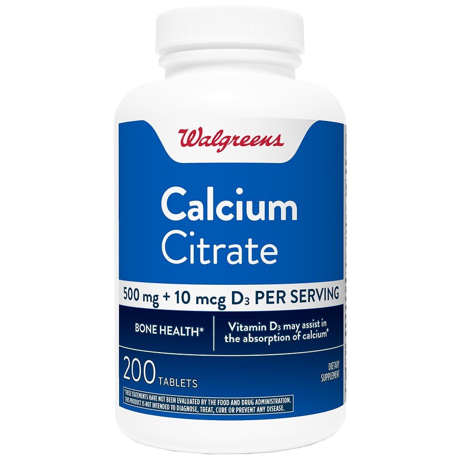 slide 1 of 5, Walgreens Calcium Citrate + Vitamin D3 Tablets 500Mg + 10Mcg, 200 ct