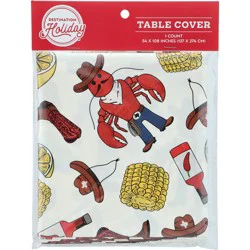 Destination Holiday Cowboy Crawfish Plastic Table Cover