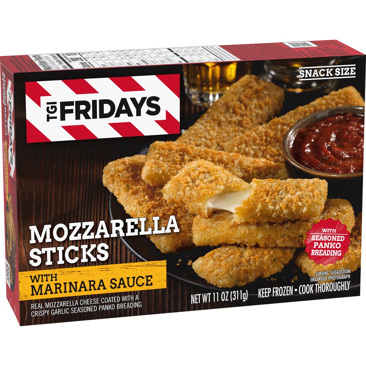 slide 2 of 9, T.G.I. Fridays TGI Fridays Mozzarella Sticks Frozen Snacks with Marinara Sauce, 11 oz Box, 11 oz
