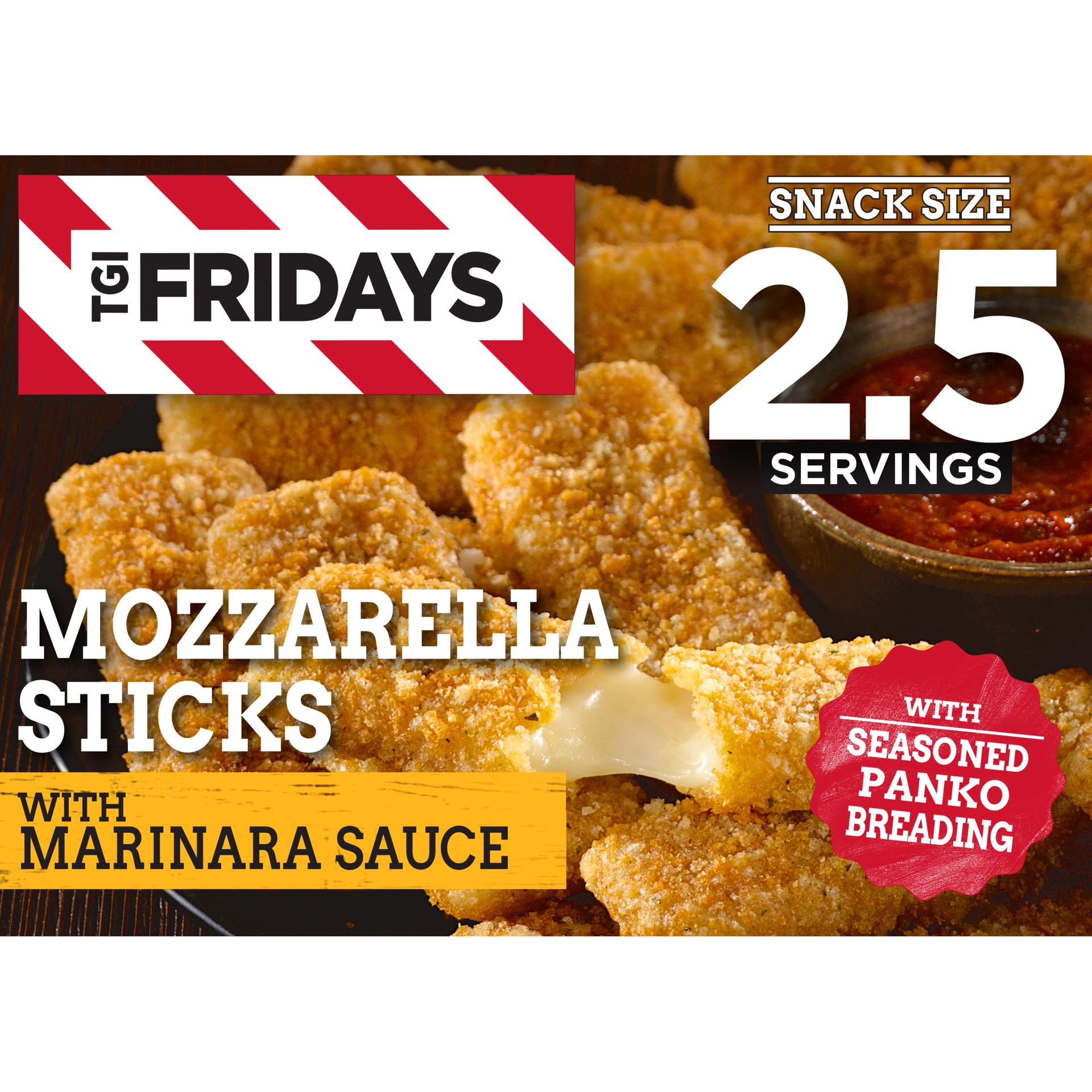 slide 1 of 9, T.G.I. Fridays TGI Fridays Mozzarella Sticks Frozen Snacks with Marinara Sauce, 11 oz Box, 11 oz