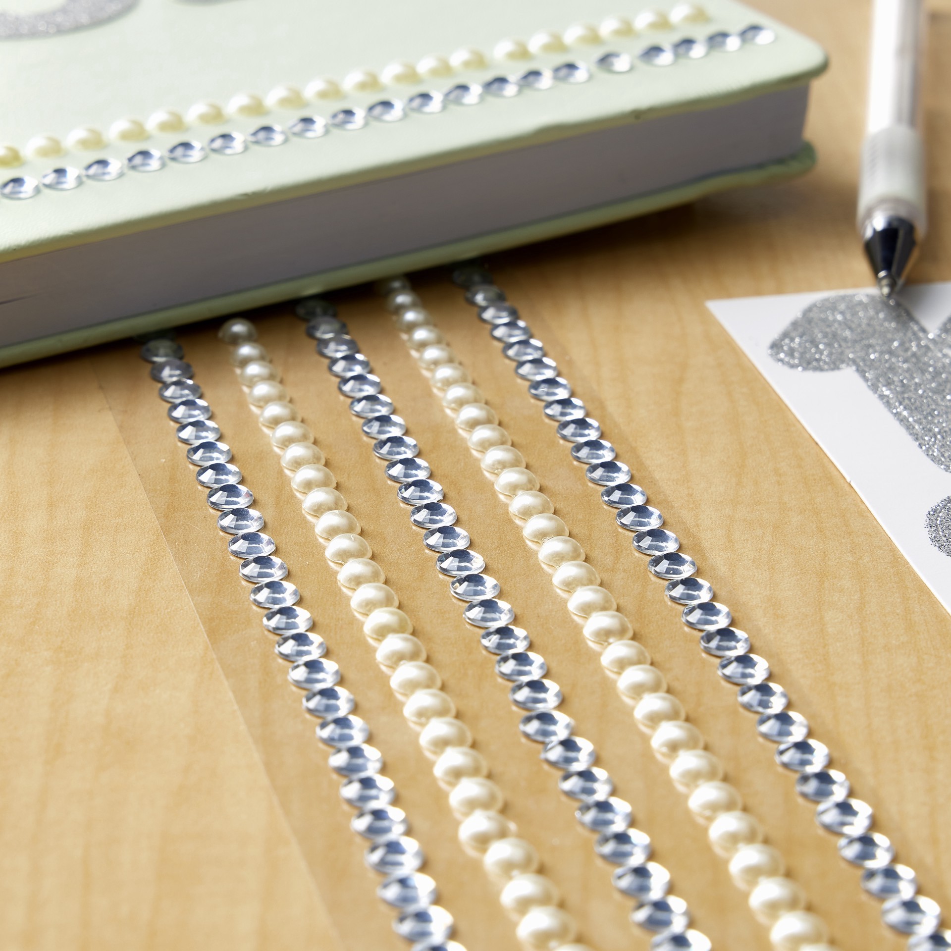 slide 3 of 4, Rhinestone And Pearl Borders By Recollections, includes 5 ct