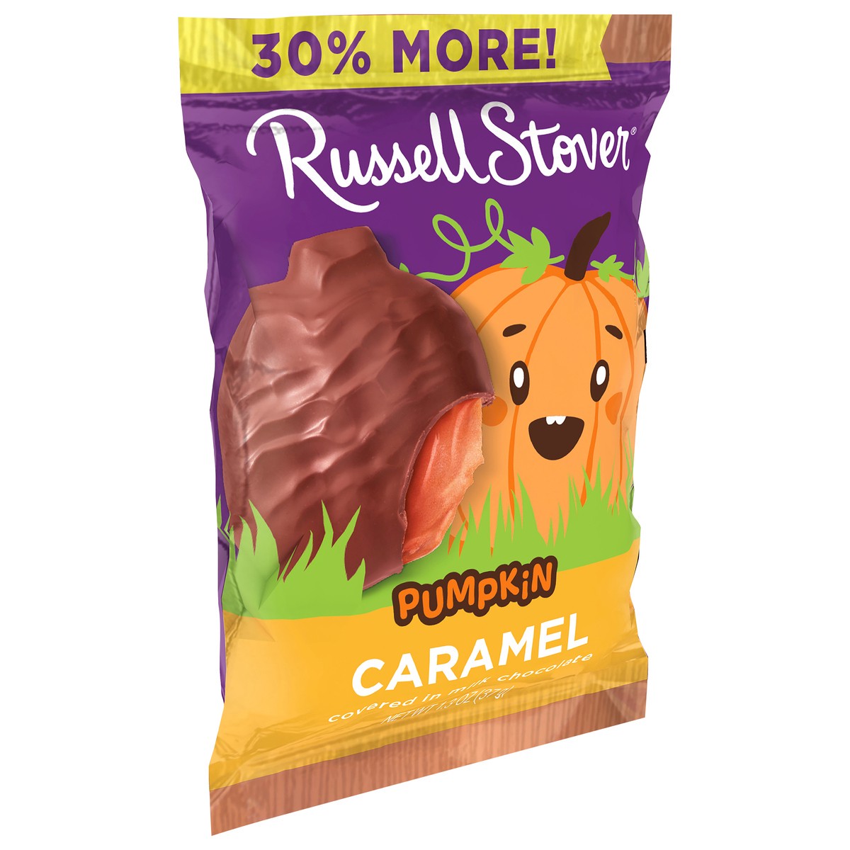 slide 8 of 8, RUSSELL STOVER Halloween Milk Chocolate Caramel Candy Pumpkin, 1.3 oz., 1.3 oz