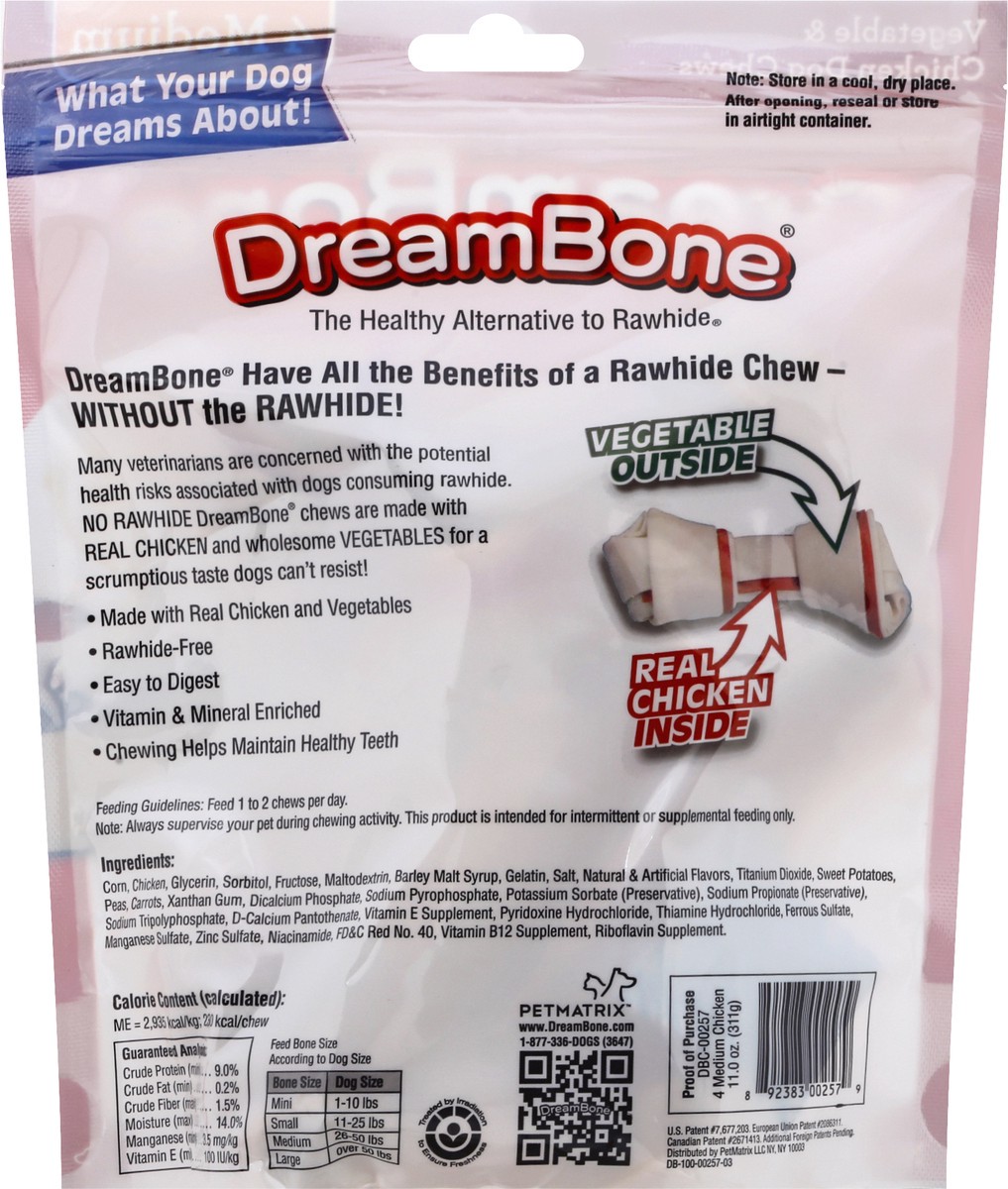 slide 3 of 11, DreamBone Medium Chews With Real Chicken 4 Count, Rawhide-Free, 0.75 lb