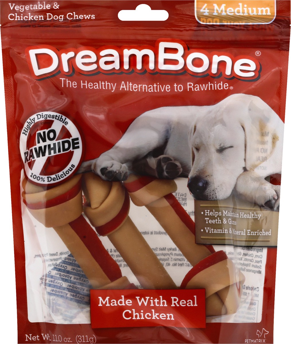 slide 1 of 11, DreamBone Medium Vegetable & Chicken Dog Chews 4 ea, 4 ct