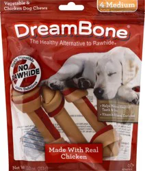 DreamBone No Rawhide Vegetable & Chicken Medium Dog Chews, 4 Count - 11 oz