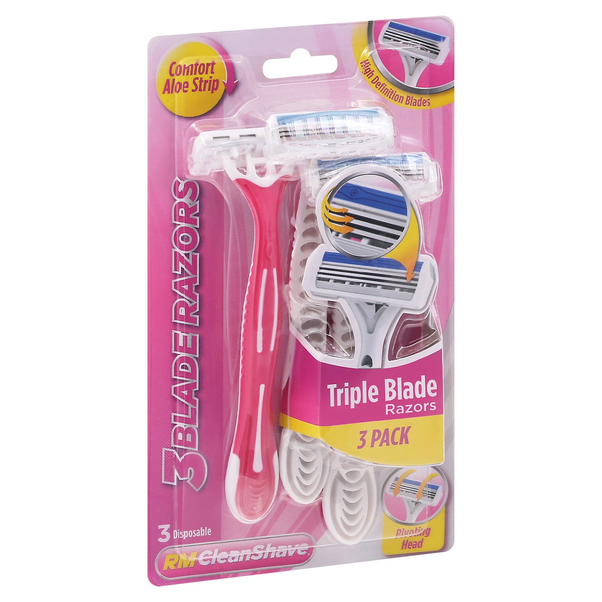 slide 5 of 9, RM CleanShave 3 Pack Triple Blade Disposable Razors 3 ea, 3 ct