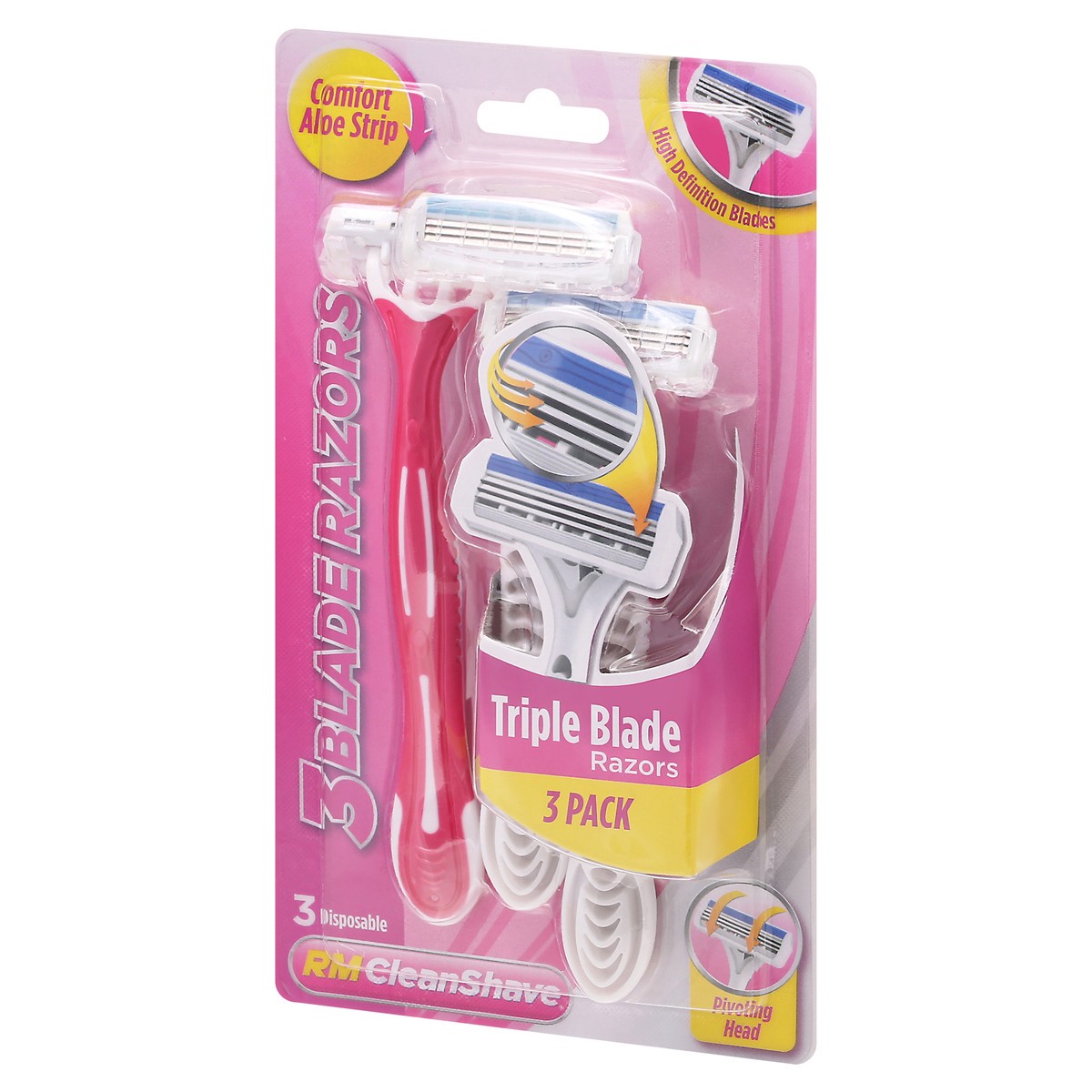 slide 8 of 9, RM CleanShave 3 Pack Triple Blade Disposable Razors 3 ea, 3 ct