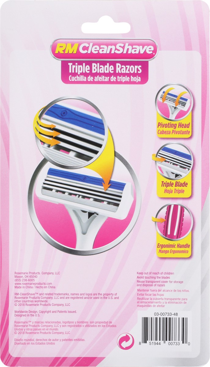 slide 2 of 9, RM CleanShave 3 Pack Triple Blade Disposable Razors 3 ea, 3 ct