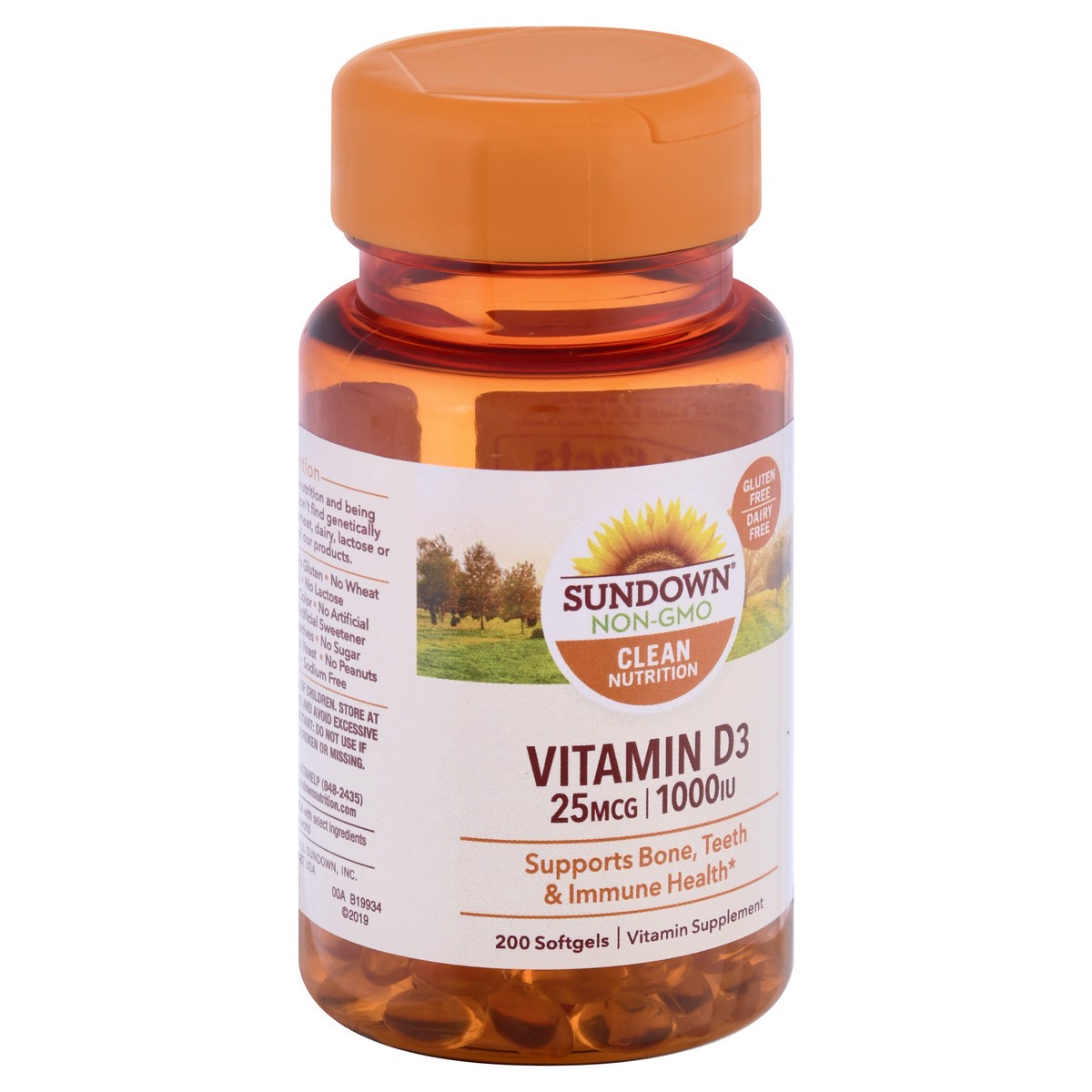 slide 5 of 9, Sundown Non-GMO 25 mcg Softgels Vitamin D3 200 ea, 200 ct