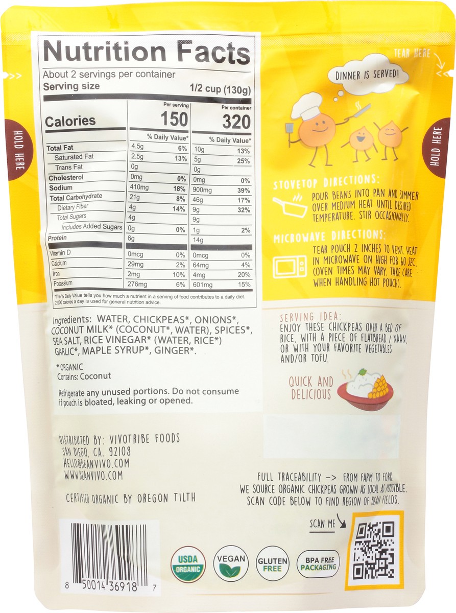 slide 3 of 9, BeanVivo Organics Coconut Curry Chickpeas 10 oz, 10 oz