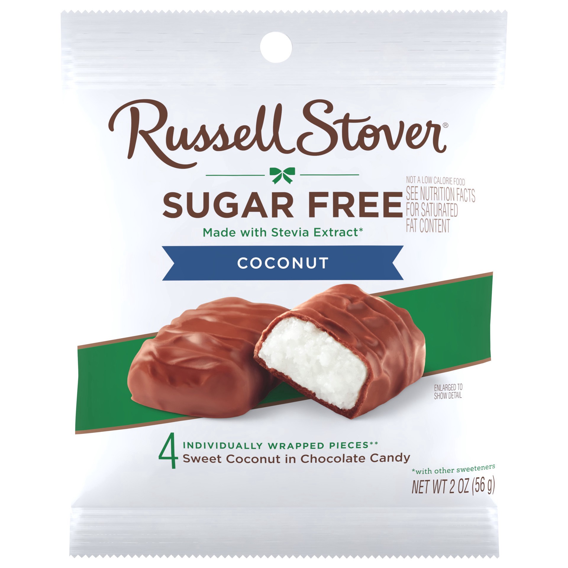 slide 1 of 1, RUSSELL STOVER Sugar Free Coconut in Chocolate Candy, 2 oz. bag, 2 oz