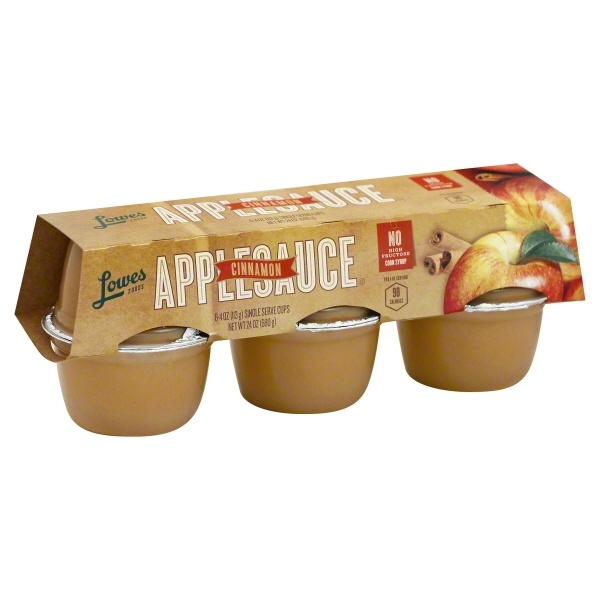 slide 1 of 1, Lowes Foods Applesauce Cinnamon, 6 ct; 24 oz