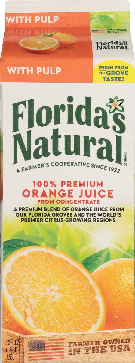 slide 5 of 9, Florida's Natural with Pulp 100% Premium Orange Juice 52 fl oz, 52 fl oz