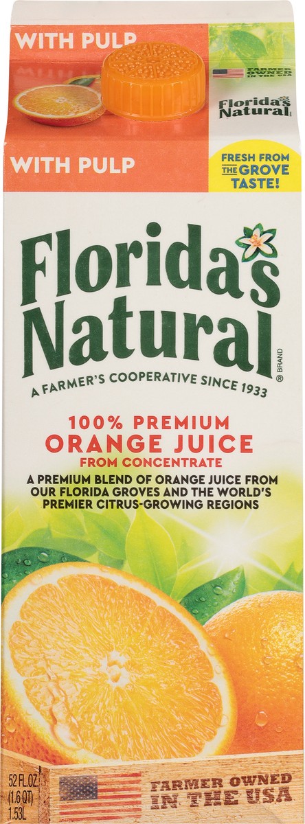 slide 6 of 9, Florida's Natural with Pulp 100% Premium Orange Juice 52 fl oz, 52 fl oz