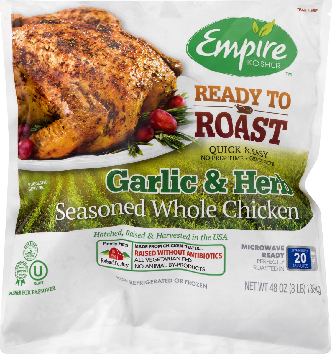 slide 5 of 10, Empire Ready to Roast Garlic & Herbs Whole Chicken, 48 oz