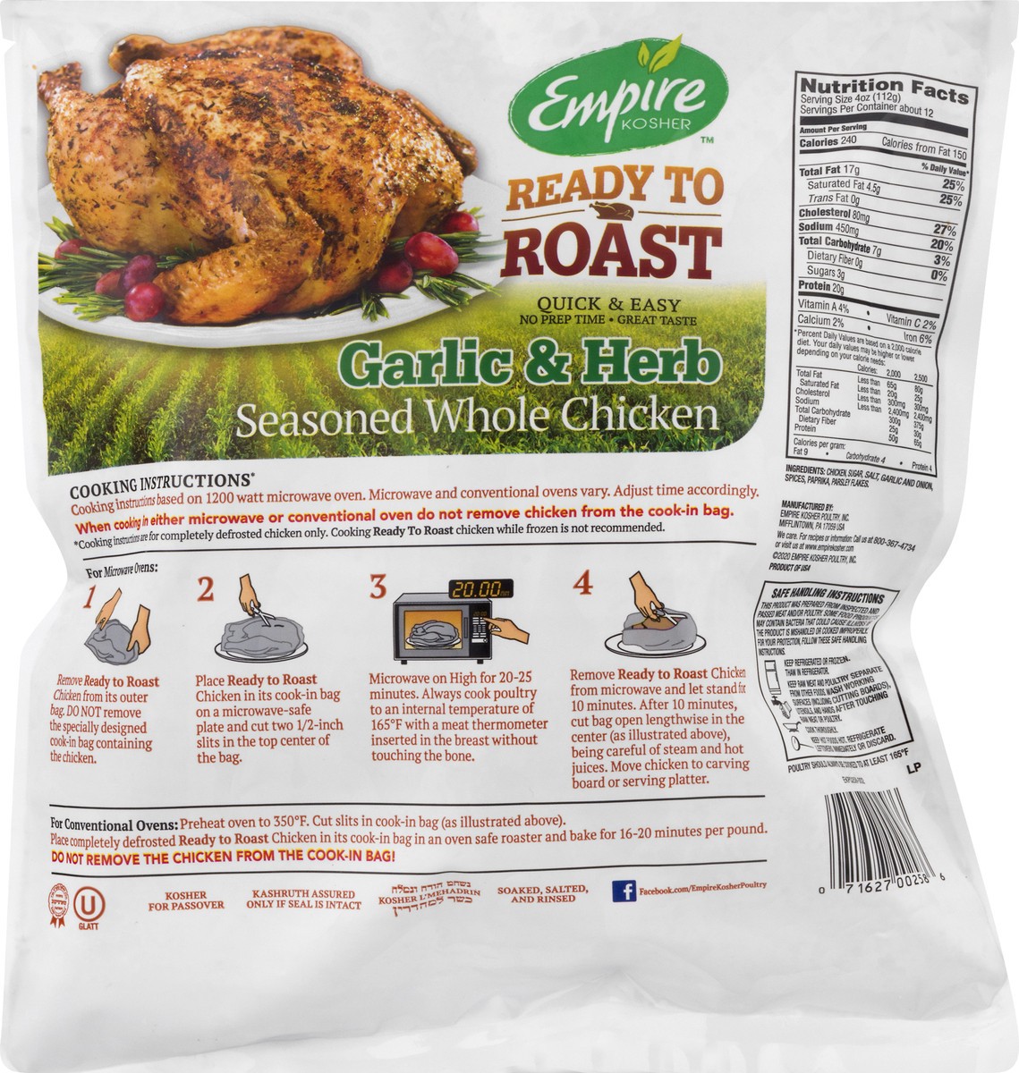 slide 3 of 10, Empire Ready to Roast Garlic & Herbs Whole Chicken, 48 oz