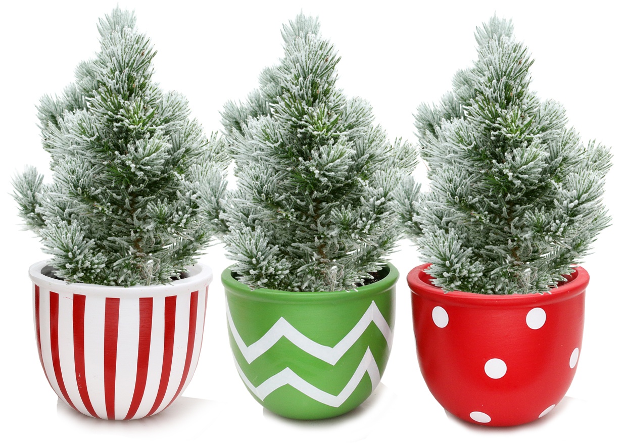 slide 1 of 1, 3 Inch Pine Flocked Wrap Ceramic Christmas - Each, 1 ct