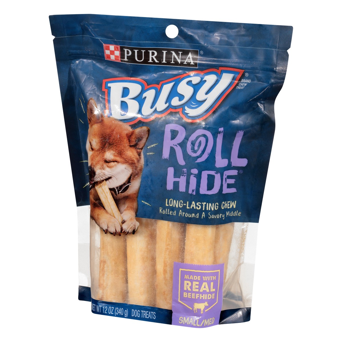 slide 2 of 9, Busy Purina Busy Rawhide Small/Medium Breed Dog Bones, Rollhide, 12 oz