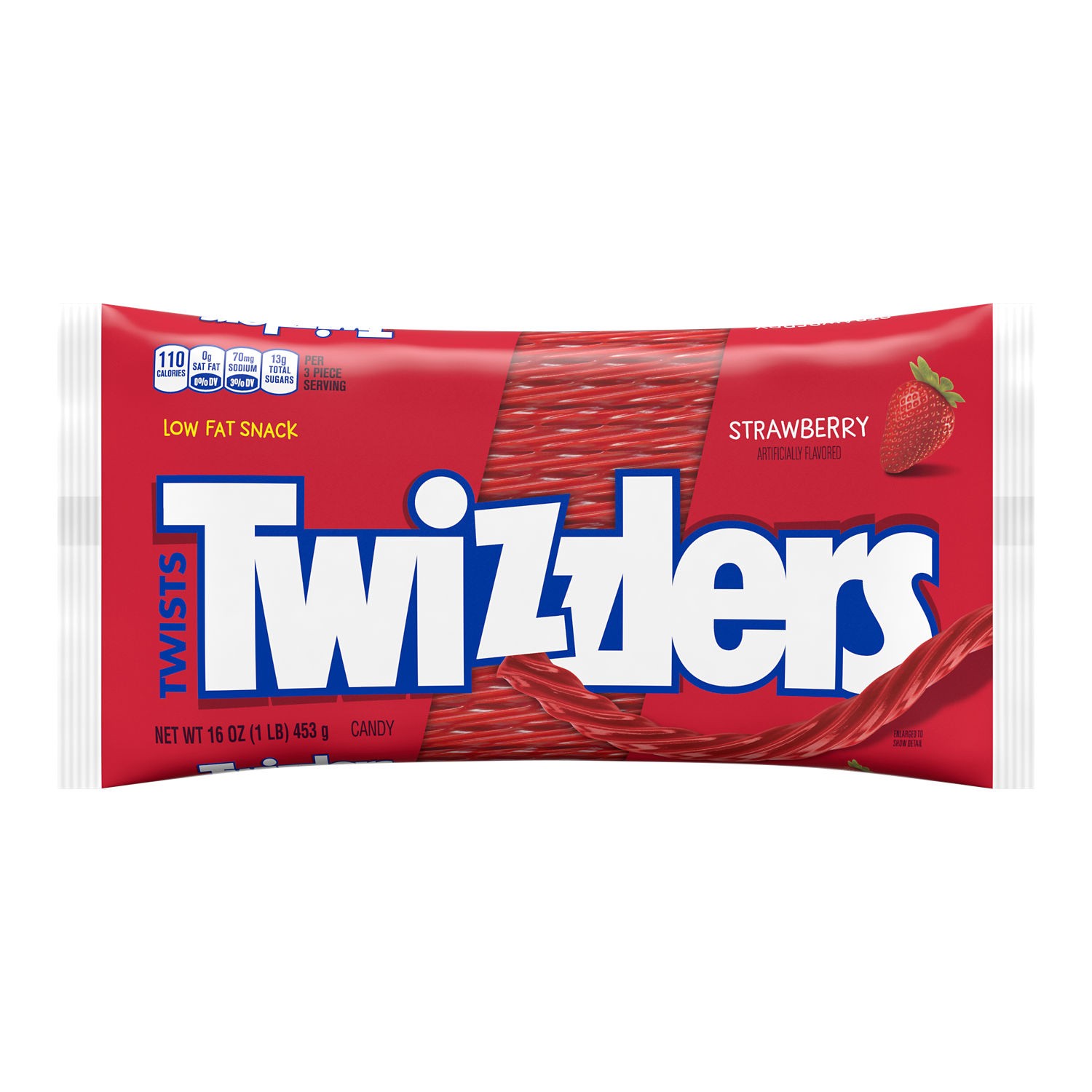 slide 1 of 6, Twizzlers Twists Strawberry Flavored Licorice Style, Low Fat Candy Bag, 16 oz, 16 oz