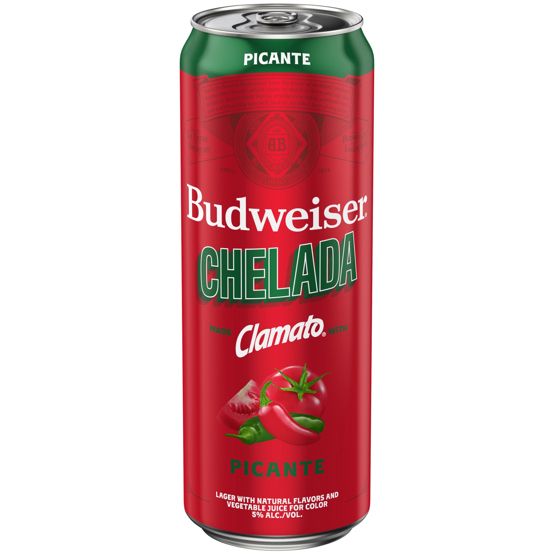 slide 1 of 4, Chelada Budweiser Picante Budweiser Chelada Picante Beer, 25 fl oz Can, 5% ABV, 25 oz