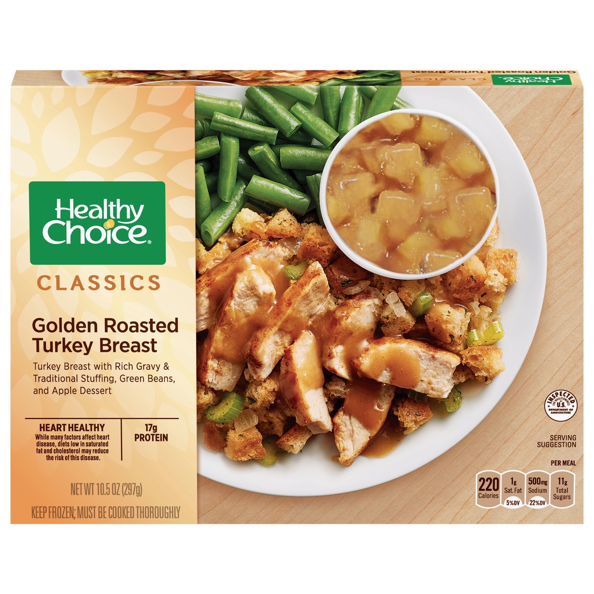 slide 1 of 9, Healthy Choice Classics Complete Meals Golden Roasted Turkey Breast Frozen Meal, 10.5 oz., 10.5 oz