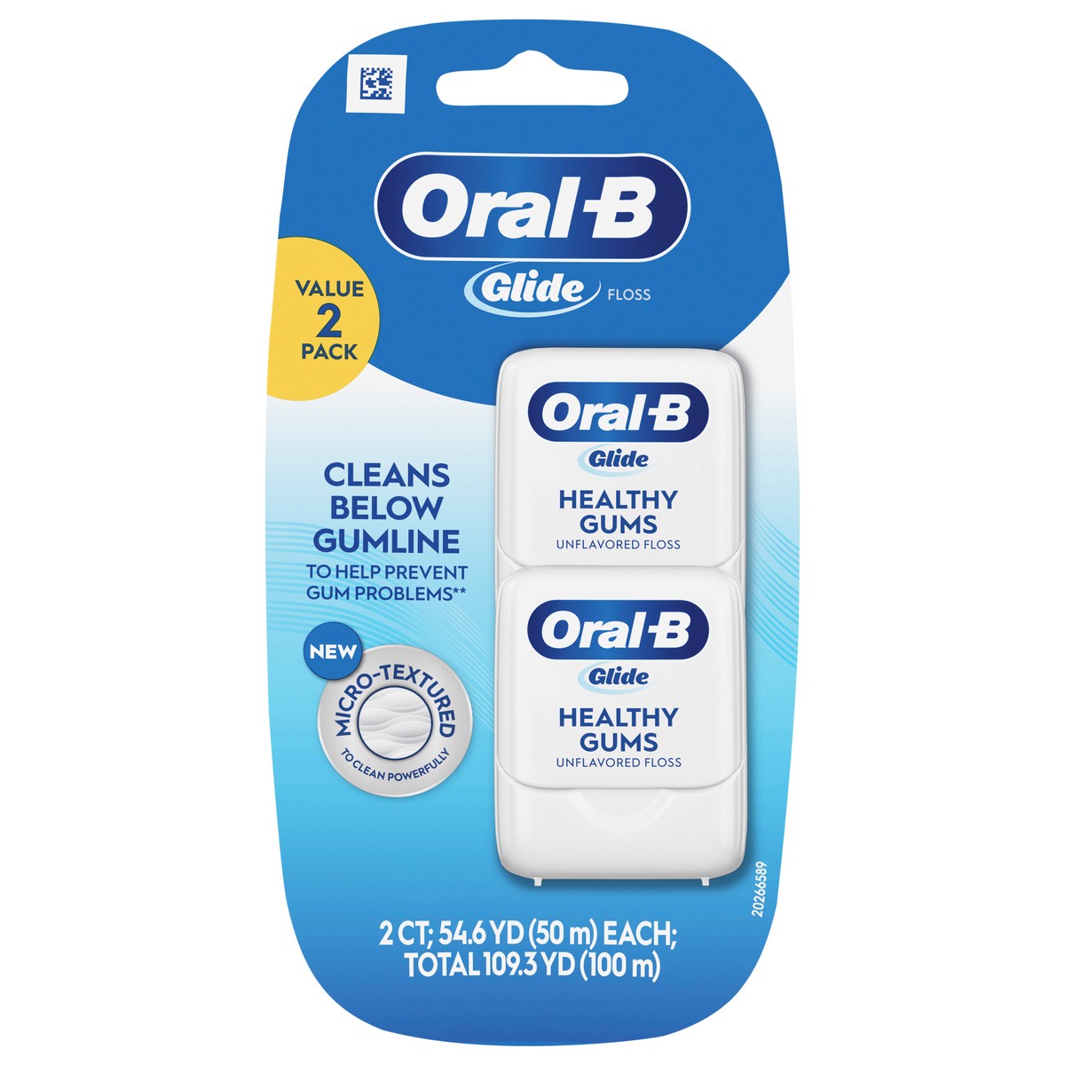 slide 1 of 2, Oral-B Glide Healthy Gums Unflavored Dental Floss, Smooth, Strong, Shred Resistant, Value 2 Pack (50m Each), 2 ct