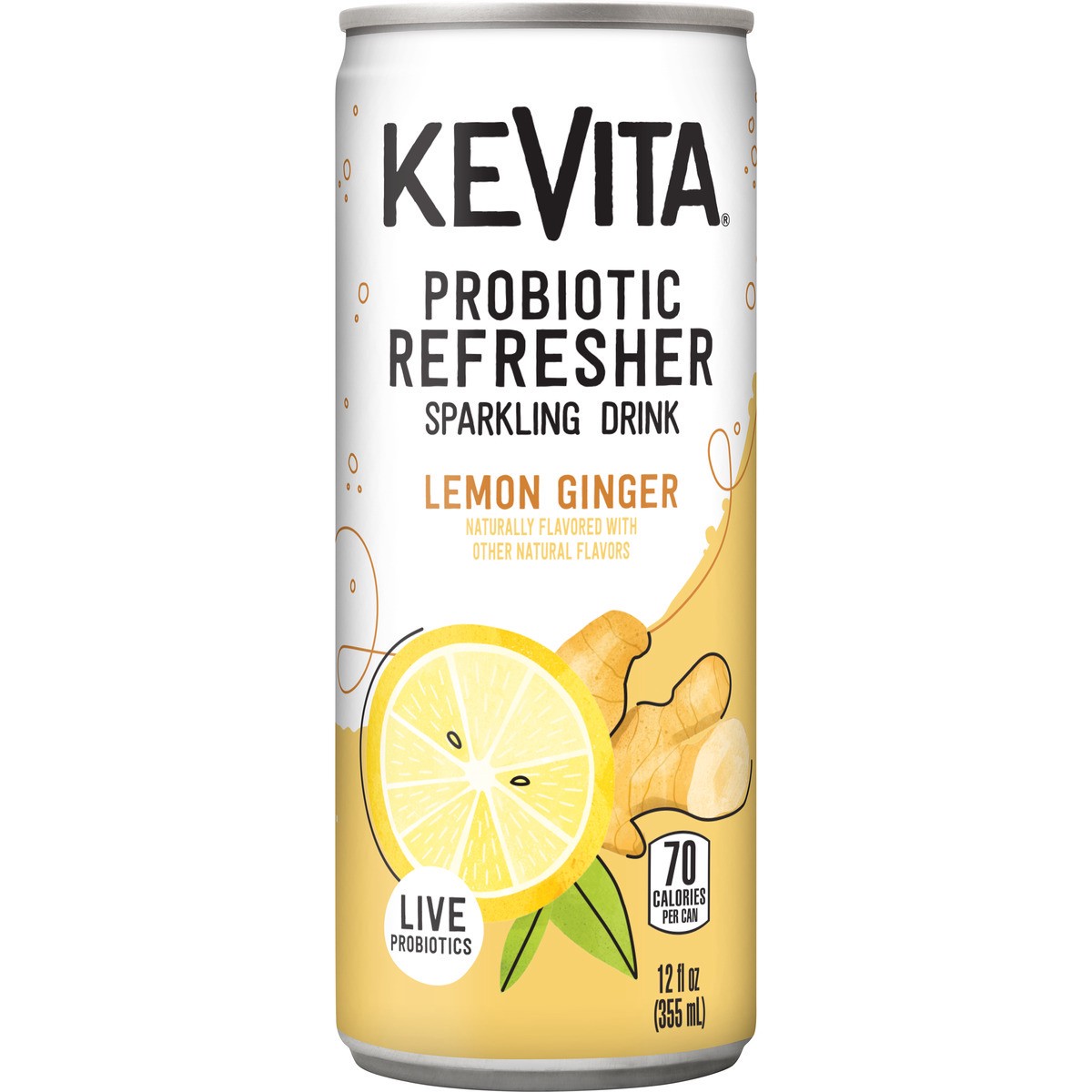 slide 1 of 15, KeVita Sparkling Lemon Ginger, 12 Fl Oz Can, 12 oz