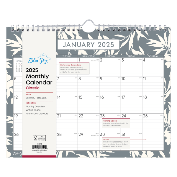 slide 2 of 2, 2025 Blue Sky Monthly Wall Calendar, 11"" X 8-3/4"", Ellery, January To December, 148942, 1 ct