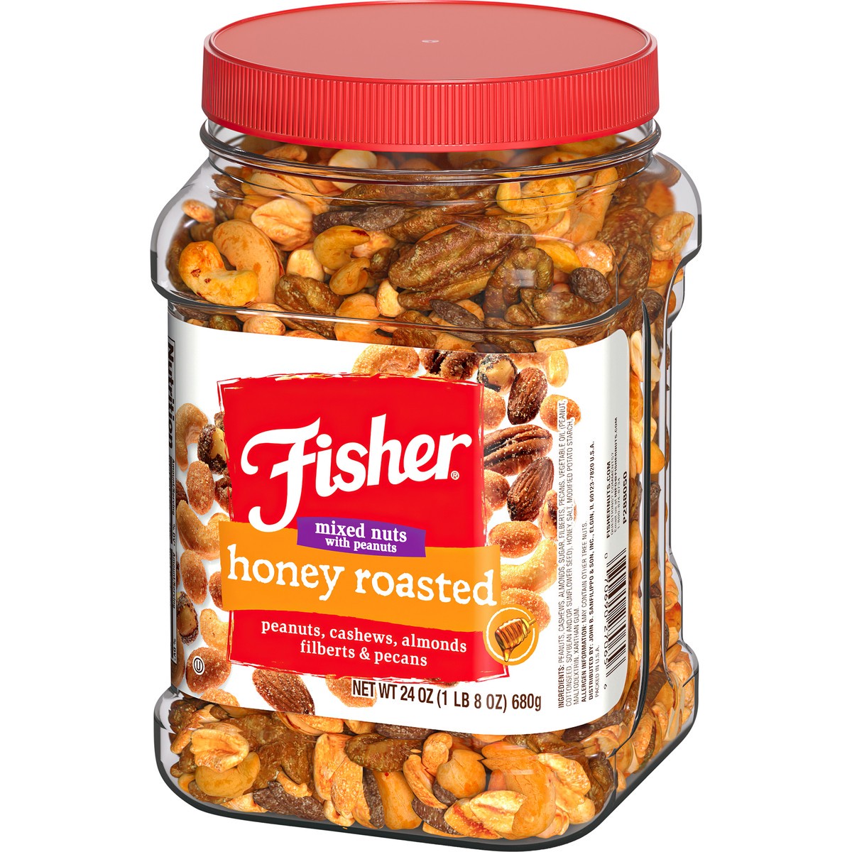 slide 5 of 13, Fisher Honey Roasted Mixed Nuts with Peanuts 24 oz. Jar, 24 oz