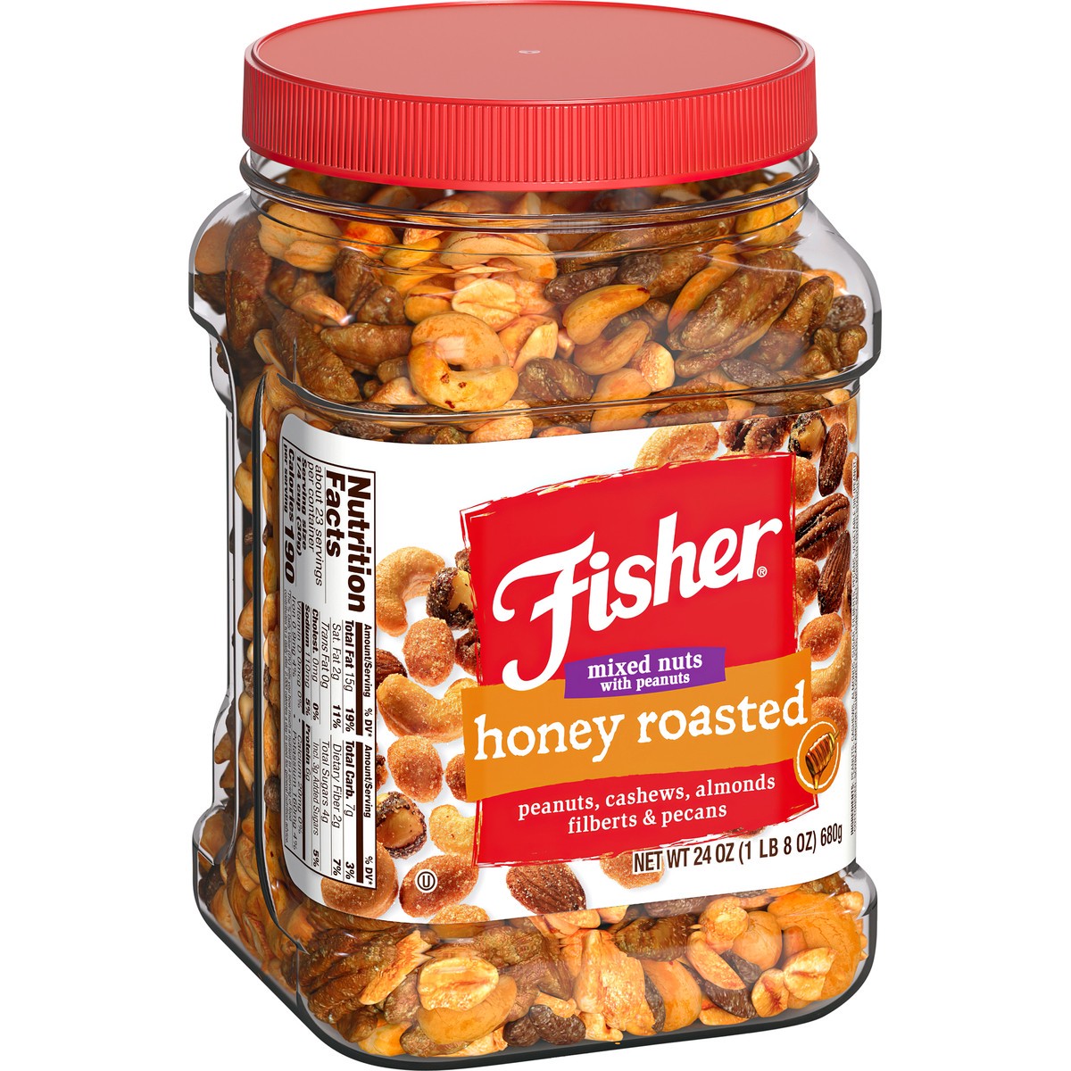 slide 3 of 13, Fisher Honey Roasted Mixed Nuts with Peanuts 24 oz. Jar, 24 oz