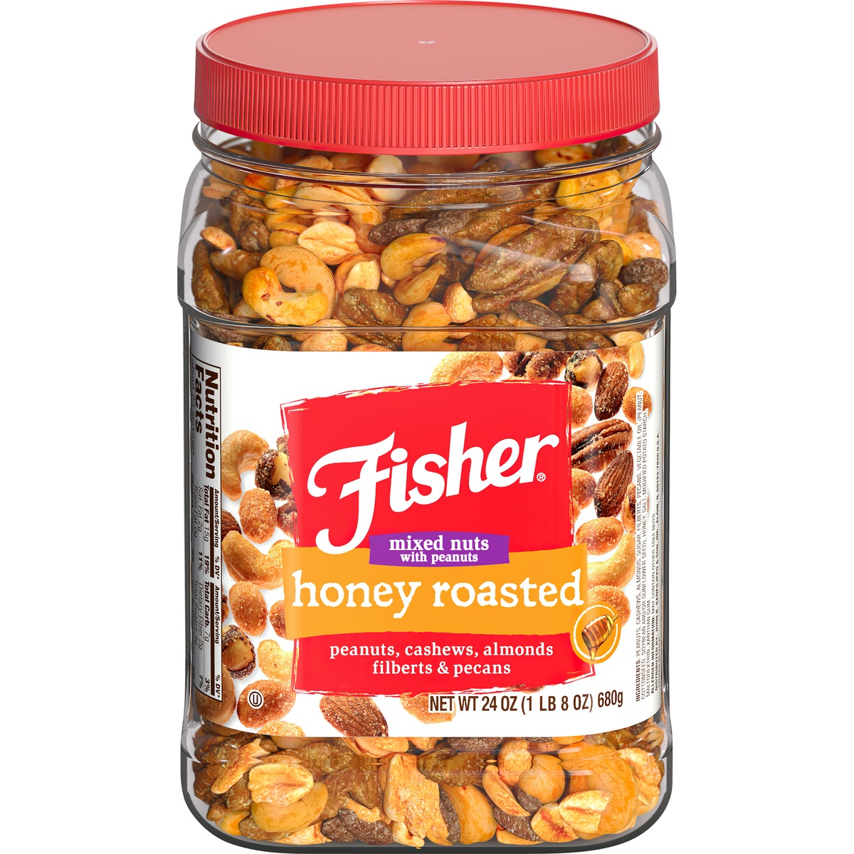 Fisher Honey Roasted Mixed Nuts with Peanuts 24 oz. Jar 24 oz