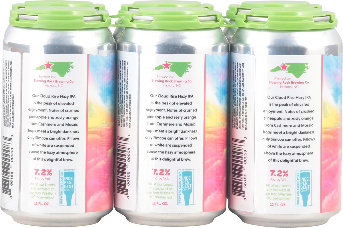 slide 7 of 9, Blowing Rock Cloud Rise Hazy IPA Beer 6 - 12 fl oz Cans, 6 ct