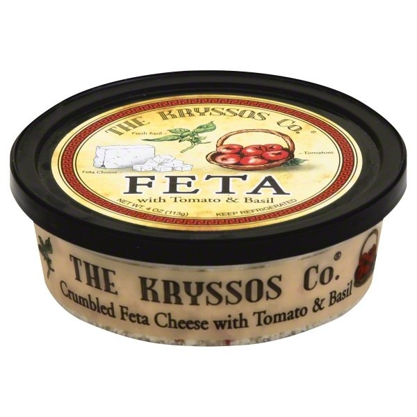 slide 1 of 1, Kryssos Crumbled Feta Cheese with Tomato & Basil, 4 oz
