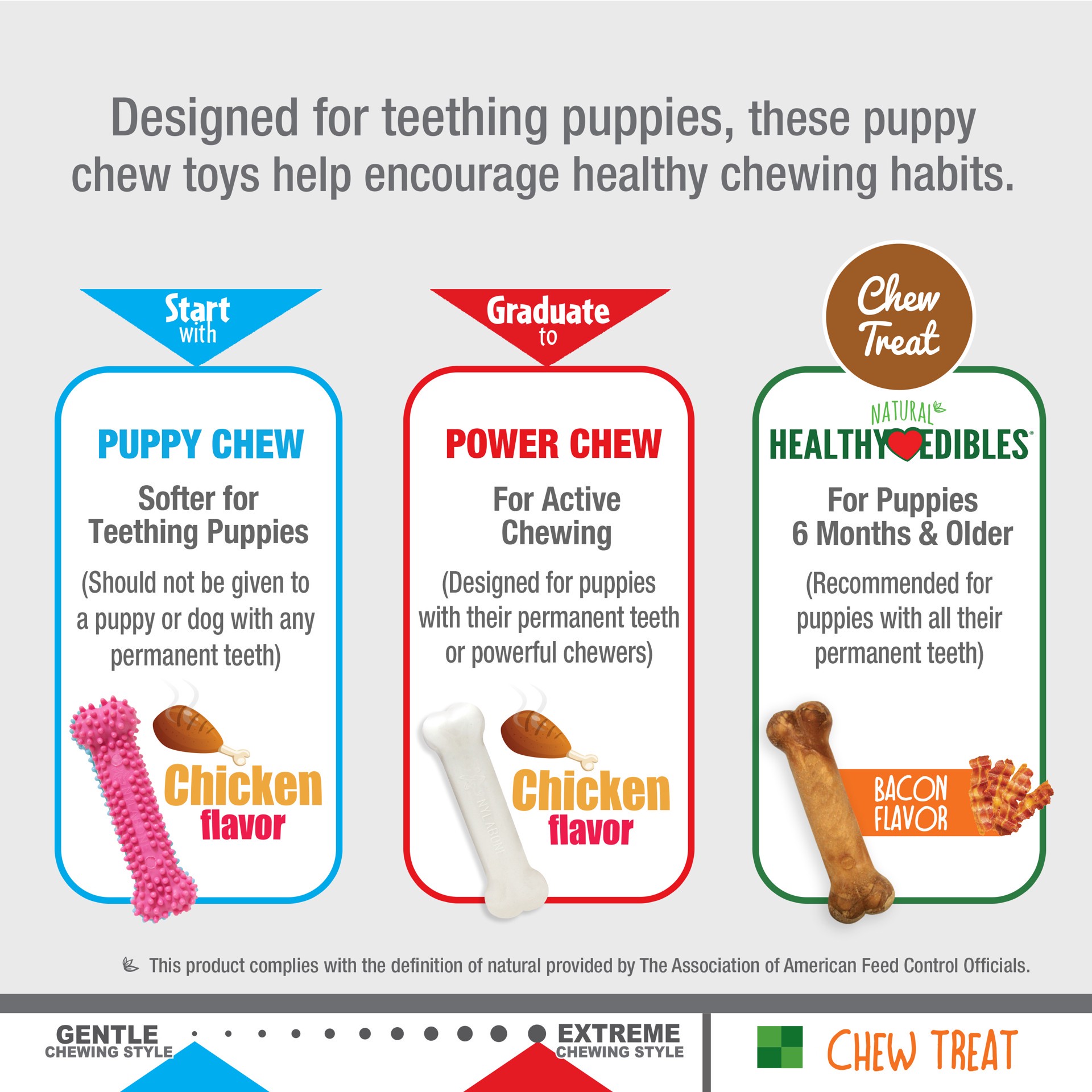 slide 4 of 10, Nylabone Puppy Chew Toys & Treat Triple Pack Chicken & Bacon Pink Small/Regular - Up to 25 Ibs.(3 Count), 3 ct