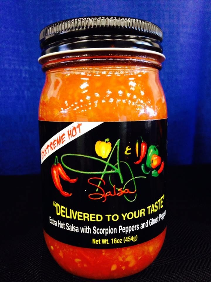 slide 1 of 1, A & J Salsa Company Hot Salsa Made With Habanero & Ghost Peppers, 16 oz