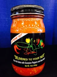 A & J Salsa Company Hot Salsa Made With Habanero & Ghost Peppers