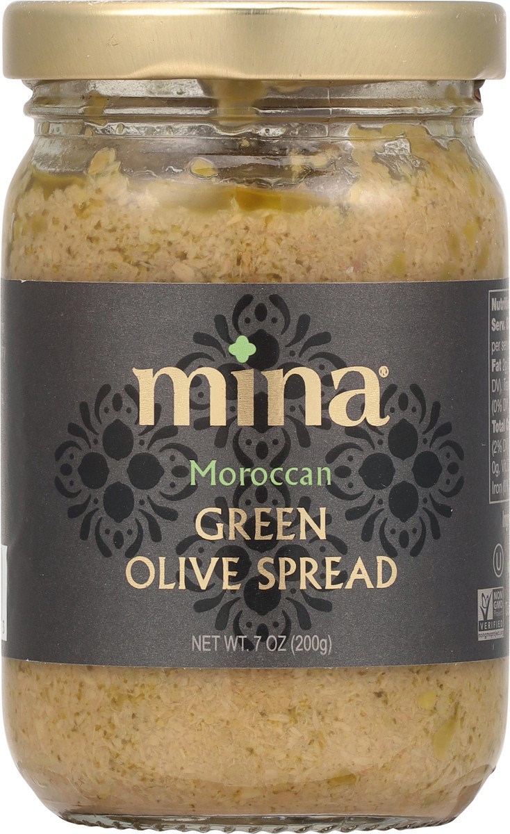 slide 10 of 13, Mina Moroccan Green Olive Spread, 7 oz