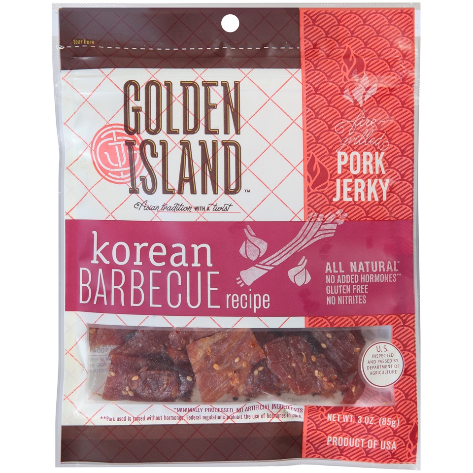 slide 1 of 4, Golden Island Jerky Korean BBQ Pork, 3 oz