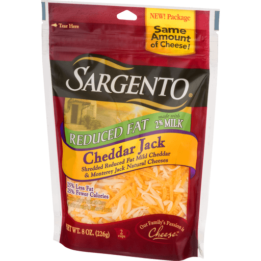 slide 3 of 8, Sargento Shredded Cheese - Cheddar Jack - Reduced Fat, 8 oz