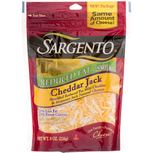 slide 4 of 8, Sargento Shredded Cheese - Cheddar Jack - Reduced Fat, 8 oz