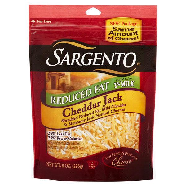 slide 1 of 8, Sargento Shredded Cheese - Cheddar Jack - Reduced Fat, 8 oz