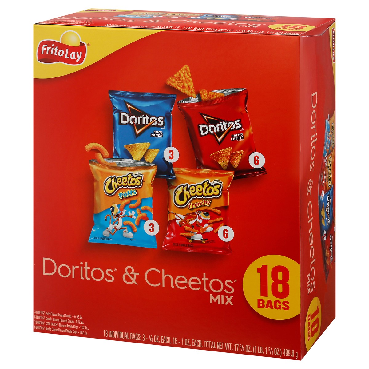 slide 10 of 11, Frito-Lay Snacks Doritos & Cheetos Mix Variety 17 5/8 Oz 18 Count, 18 ct