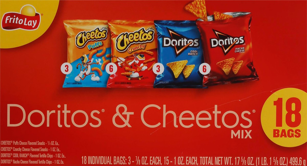 slide 4 of 11, Frito-Lay Snacks Doritos & Cheetos Mix Variety 17 5/8 Oz 18 Count, 18 ct