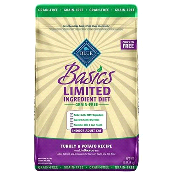 slide 1 of 1, Blue Buffalo Basics Turkey Indoor Adult Cat Food Grain Free, 9.5 lb