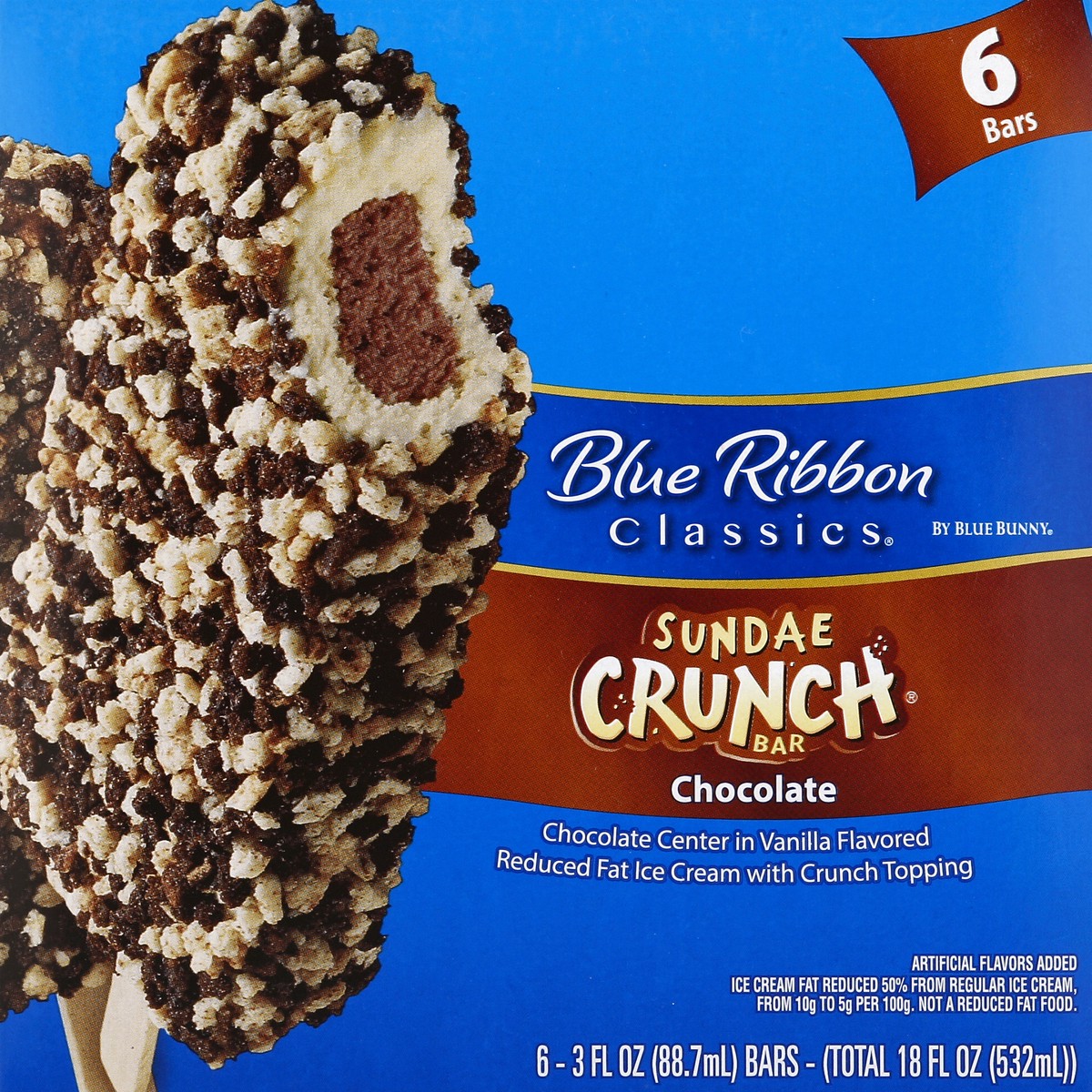 slide 3 of 4, Blue Ribbon Sundae Crunch Bar 6 ea, 6 ct