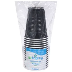 Go Brightly 18 oz Jet Black Plastic Cups - 16 ea
