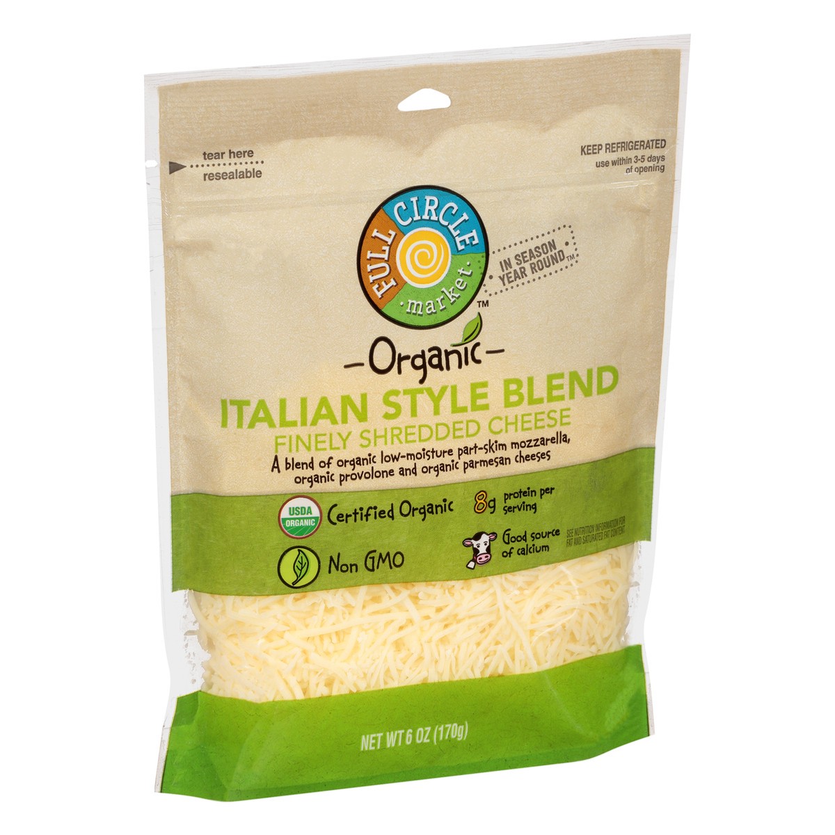 slide 4 of 9, Full Circle Market Organic Finely Italian Style Blend Shredded Cheese 6 oz Bag, 6 oz