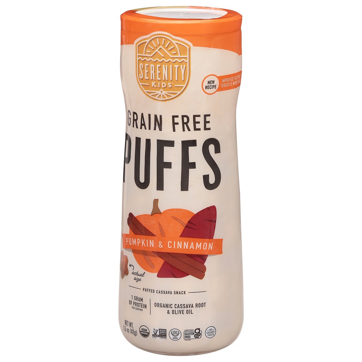 slide 8 of 9, Serenity Kids Grain Free Puffs, Pumpkin & Cinnamon, 1.5 oz
